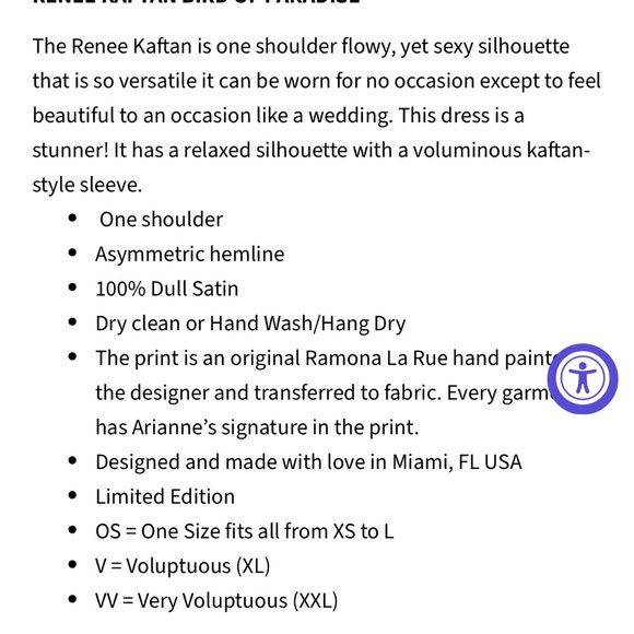 Ramona LaRue RENEE KAFTAN BIRD OF PARADISE Size VV (XXL) - Picture 5 of 5